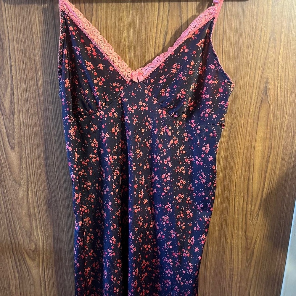Floral Lace Trim Slip Dress
